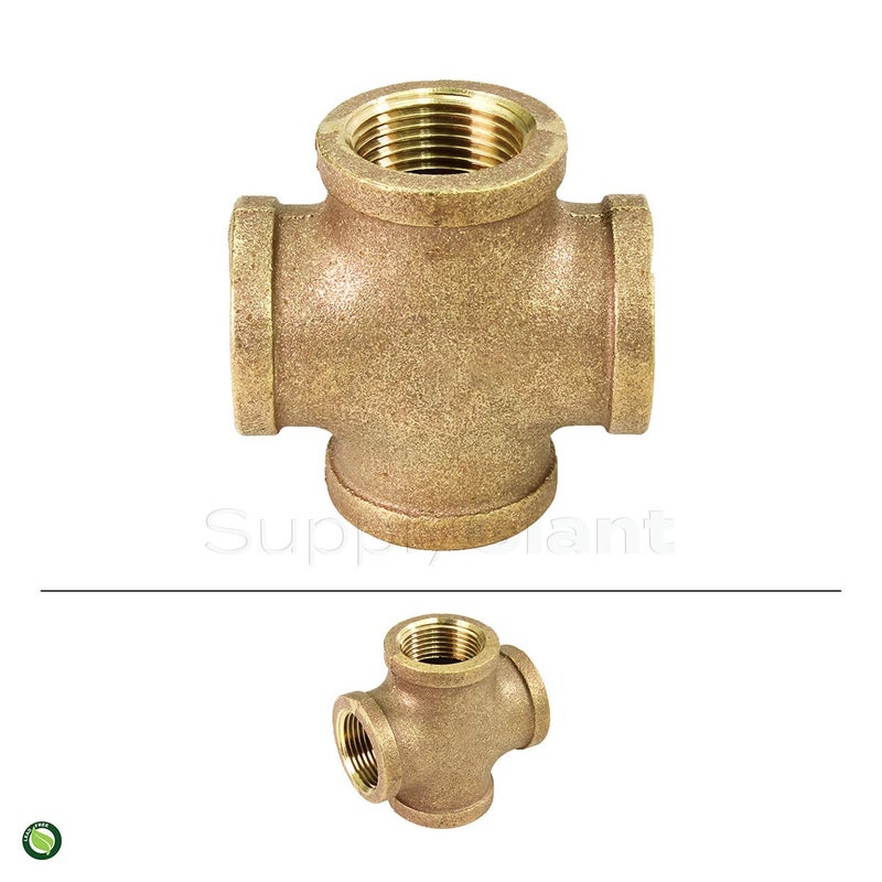 SUPPLYGIANT Suply Giant CSDS0034 3/4'' lead-free Four Way Brass Cross Fitting with Equally Sized Female Threaded Branches For 125 LB Applications, Easy to Install - Image 3